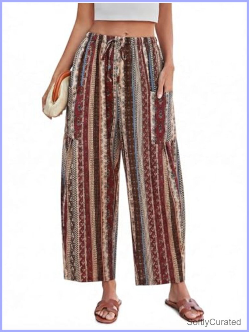 Wide Leg Flowy Palazzo Pants with Pockets High Rise Drawstring Casual